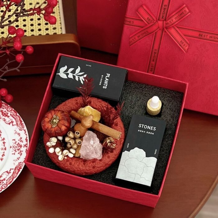 Red Essential oil Crystal Raw Stone gift set